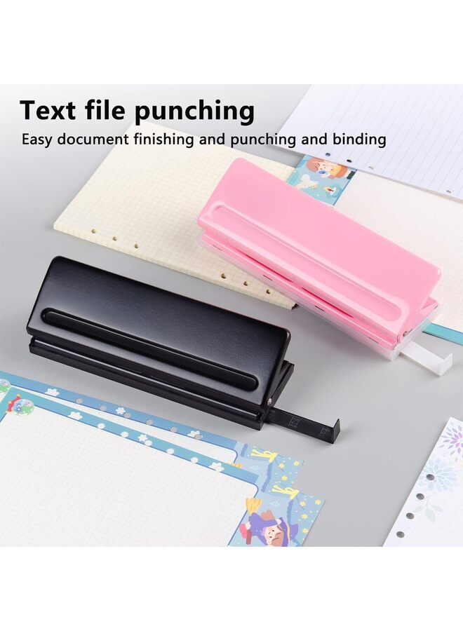 بيوينتي مثقب ورق، أداة ثقب مستندات محمولة قابلة للتعديل بستة ثقوب، مثقب ورق يدوي معدني عالي التحمل لملفات مقاس A5، للمنزل والمكتب - Image 3