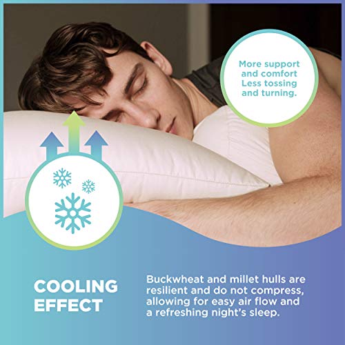 Bean Products Japanese Bed Pillow for Sleeping – Organic Buckwheat Fill with Organic Cotton Fabric, Soft Head Pillow – Eco-Friendly, Breathable, and Durable Sleep Aid, Made in The USA, 14" x 20" - Image 5