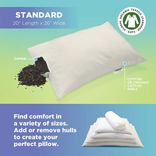Bean Products Japanese Bed Pillow for Sleeping – Organic Buckwheat Fill with Organic Cotton Fabric, Soft Head Pillow – Eco-Friendly, Breathable, and Durable Sleep Aid, Made in The USA, 14" x 20" - Image 3