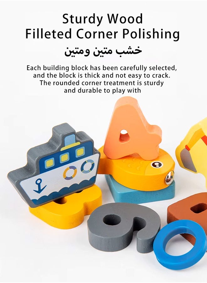 7 In 1 Wooden Montessori Toys, Educational Math Learning Board, Logarithmic Board for Kids, All-in-one Graphic Fishing Building Blocks Toys, Toddler Number Puzzles, Preschool Stacking Toys, Wooden Puzzle Sorting Toys, Shape Sorter Counting Color Matching Toy, Children's Educational Games, Early Education, Cognitive Development, Digital Computing, Perfect Gift for Boy & Girl