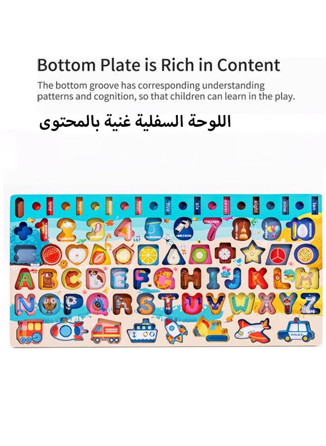 7 In 1 Wooden Montessori Toys, Educational Math Learning Board, Logarithmic Board for Kids, All-in-one Graphic Fishing Building Blocks Toys, Toddler Number Puzzles, Preschool Stacking Toys, Wooden Puzzle Sorting Toys, Shape Sorter Counting Color Matching Toy, Children's Educational Games, Early Education, Cognitive Development, Digital Computing, Perfect Gift for Boy & Girl