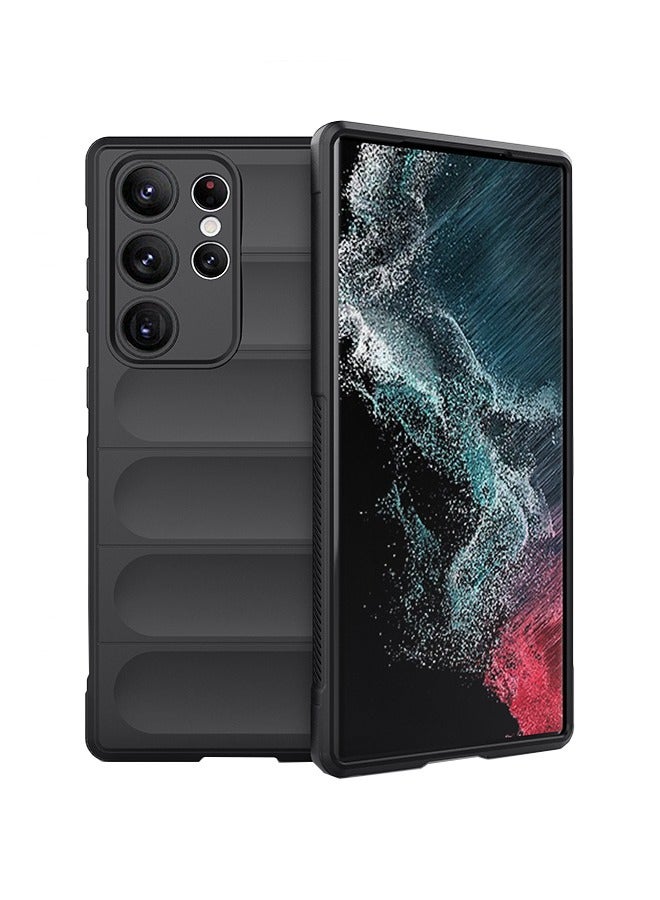 for Samsung Galaxy S24 Ultra Case, Heavy Duty 3D Striped Pattern Sensory Soft Silicone Full Portection Shockproof Phone Case for Samsung Galaxy S24 Ultra, Black - Image 1