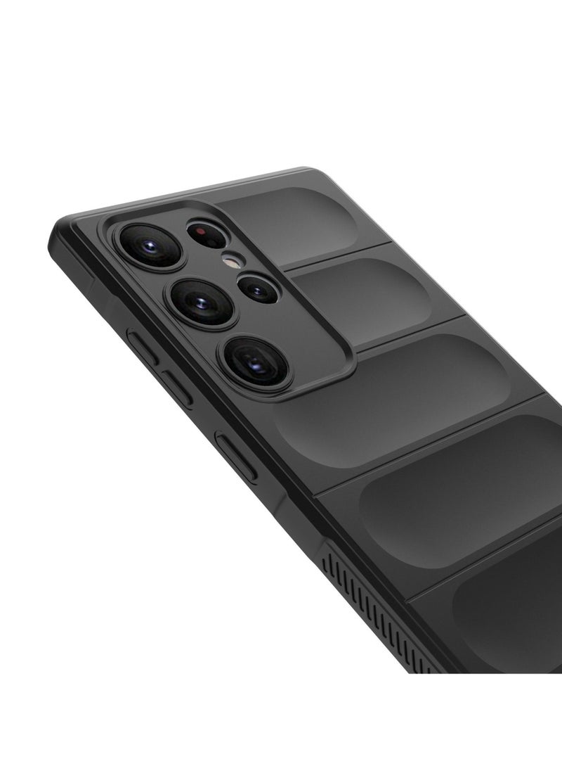 for Samsung Galaxy S24 Ultra Case, Heavy Duty 3D Striped Pattern Sensory Soft Silicone Full Portection Shockproof Phone Case for Samsung Galaxy S24 Ultra, Black