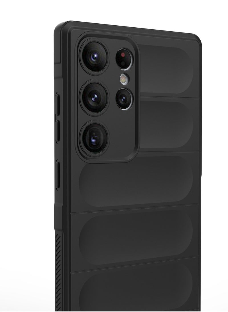 for Samsung Galaxy S24 Ultra Case, Heavy Duty 3D Striped Pattern Sensory Soft Silicone Full Portection Shockproof Phone Case for Samsung Galaxy S24 Ultra, Black