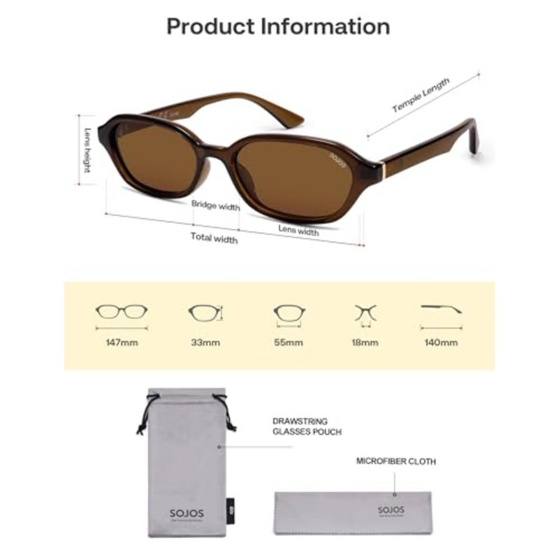 Retro Rectangle Polarized Sunglasses for Women Men Trendy Hexagon Narrow Chic Y2K Sunnies SJ2629 - Image 5
