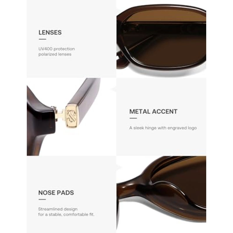 Retro Rectangle Polarized Sunglasses for Women Men Trendy Hexagon Narrow Chic Y2K Sunnies SJ2629 - Image 4