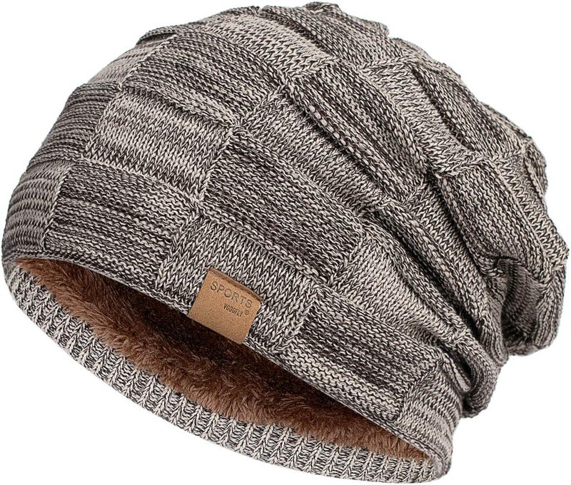 Vgogfly Slouchy Beanie for Men Winter Hats for Guys Cool Beanies Mens Lined Knit Warm Thick Skully Stocking Binie Hat - Image 1
