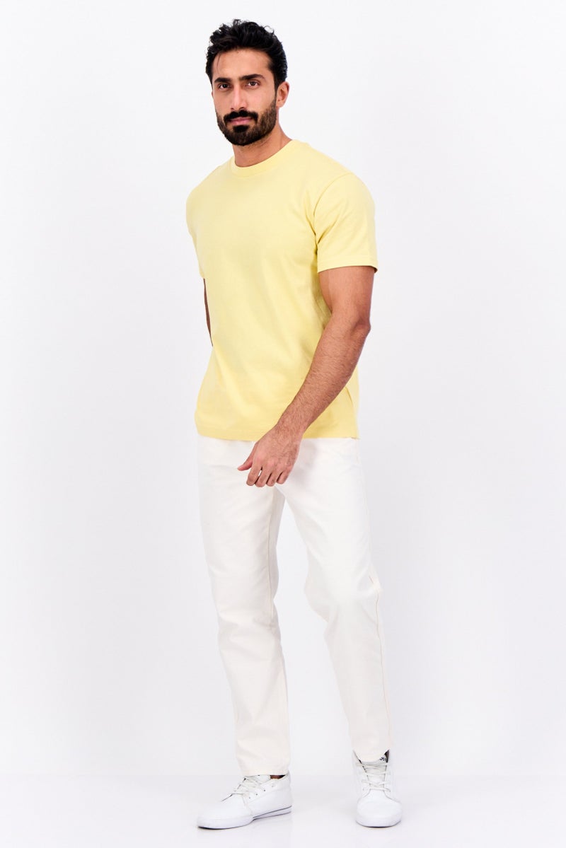 GAP Men Crew Neck Short Sleeve Plain T-Shirts, Yellow - Image 2