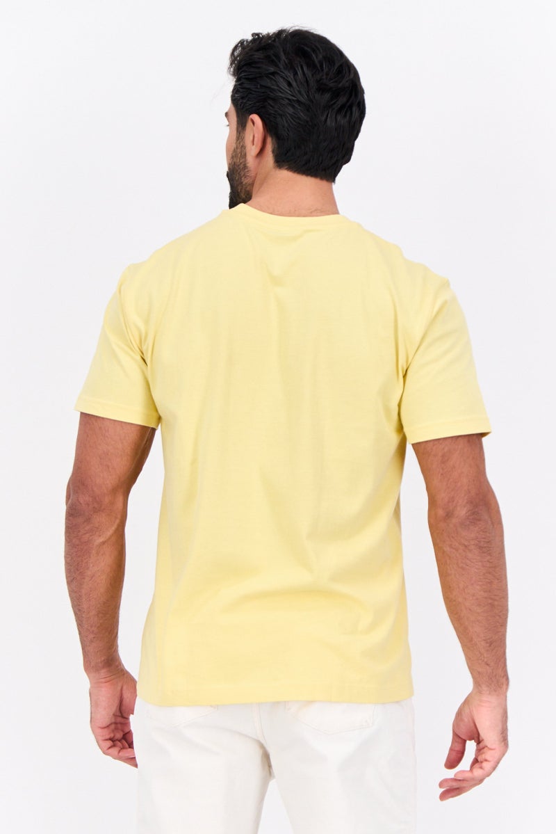 GAP Men Crew Neck Short Sleeve Plain T-Shirts, Yellow - Image 4