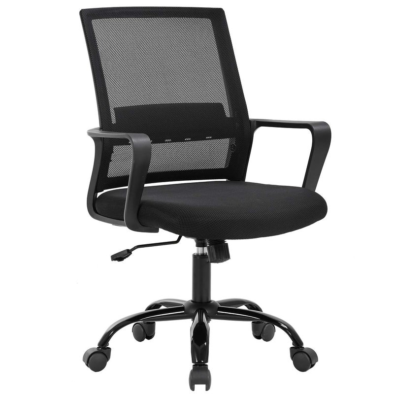 BestOffice Swivel Rolling Computer Chair Executive Lumbar Support Task Mesh Chair Adjustable Stool for Women Men Black