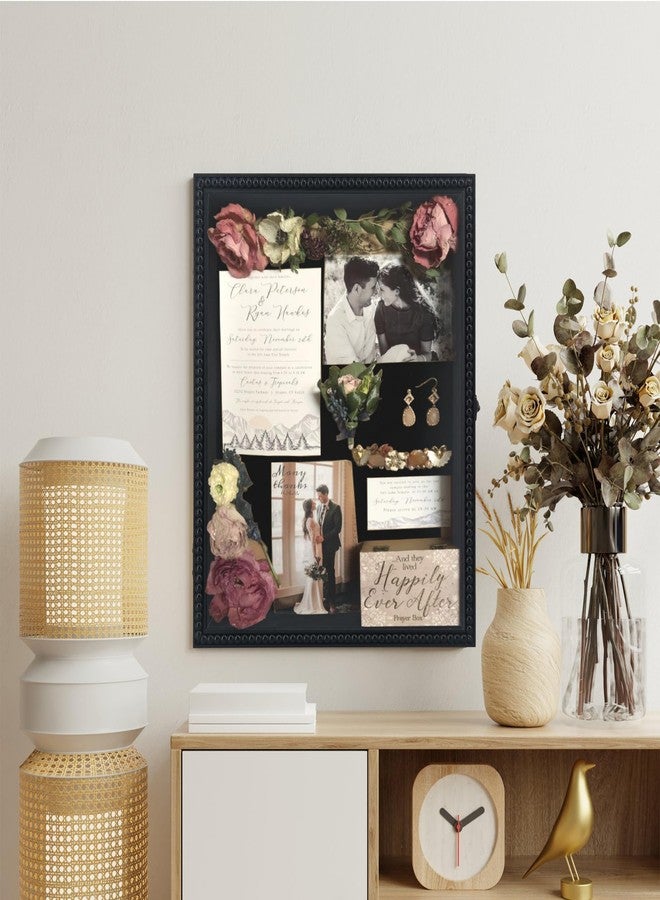 FramePro Shadow Box Deep Front Open with Hinge Beaded Designed Display Case with Linen Back, Picture Frame Wedding Bouquet Memorabilia Medals Photos Memory Box for Keepsakes Black 13x16 - Image 2