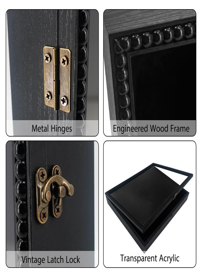 FramePro Shadow Box Deep Front Open with Hinge Beaded Designed Display Case with Linen Back, Picture Frame Wedding Bouquet Memorabilia Medals Photos Memory Box for Keepsakes Black 13x16 - Image 3