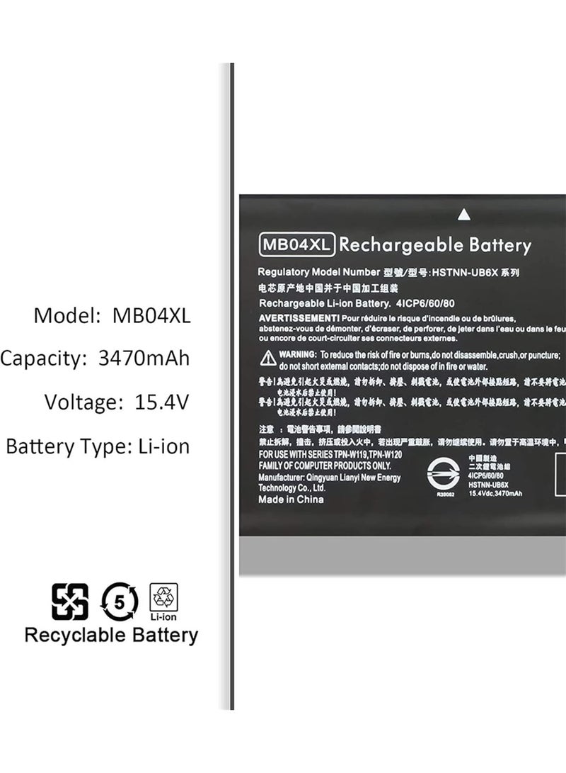 Terabyte MB04XL Laptop Battery Replacement for HP Envy X360 Convertible M6-AQ000 M6-AQ105DX M6-AQ003DX M6-AQ103DX 15-AQ000 AQ005NA AQ101NG AQ015NR AQ273CL AQ173CL(15.4) V 55.6 7Wh) - Image 2