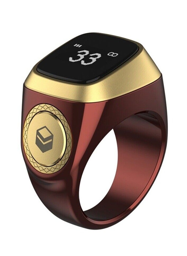iQIBLA Iqibla Smart Tasbih Zikr Ring Muslim Prayer Prayer timing reminder OLED display Tasbih Counter Smart Ring Wearable Brown 20mm USB - Image 1