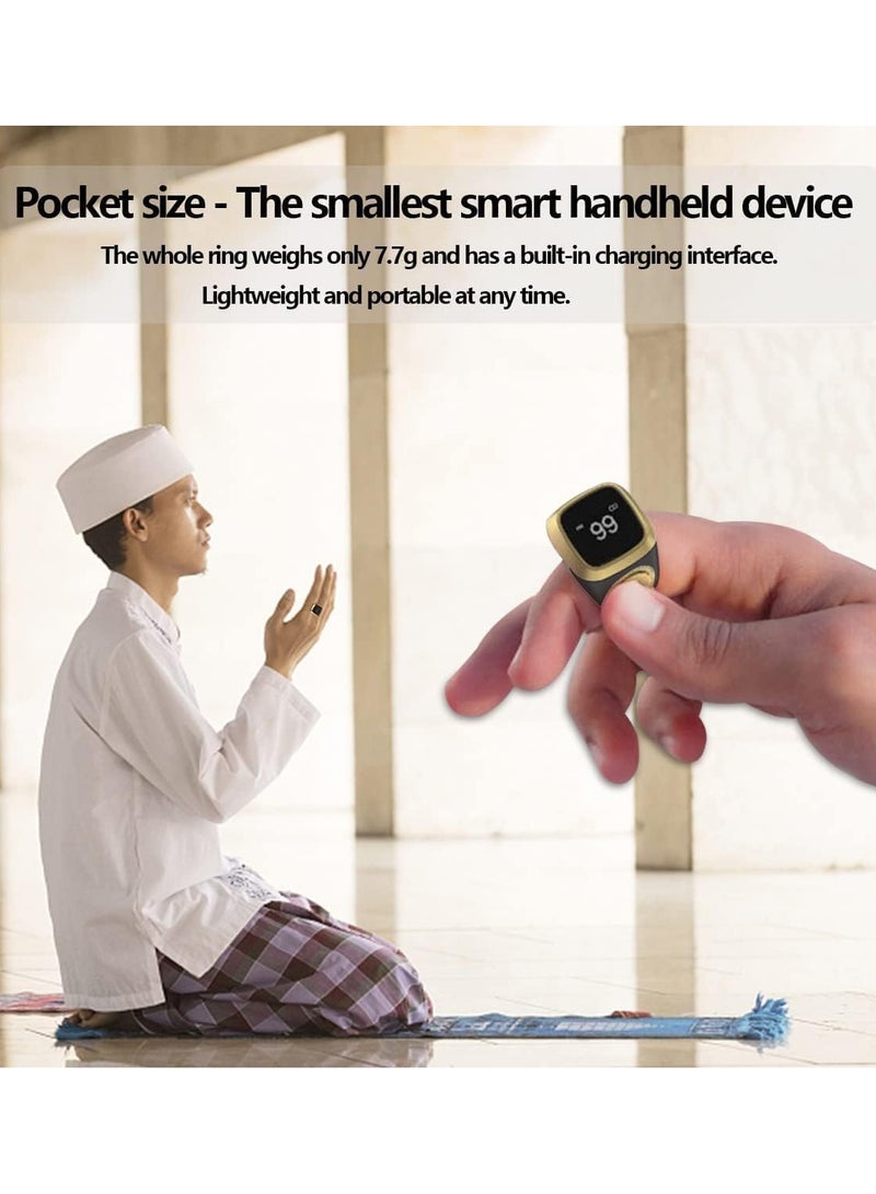 iQIBLA Iqibla Smart Tasbih Zikr Ring Muslim Prayer Prayer timing reminder OLED display Tasbih Counter Smart Ring Wearable Brown 20mm USB - Image 5