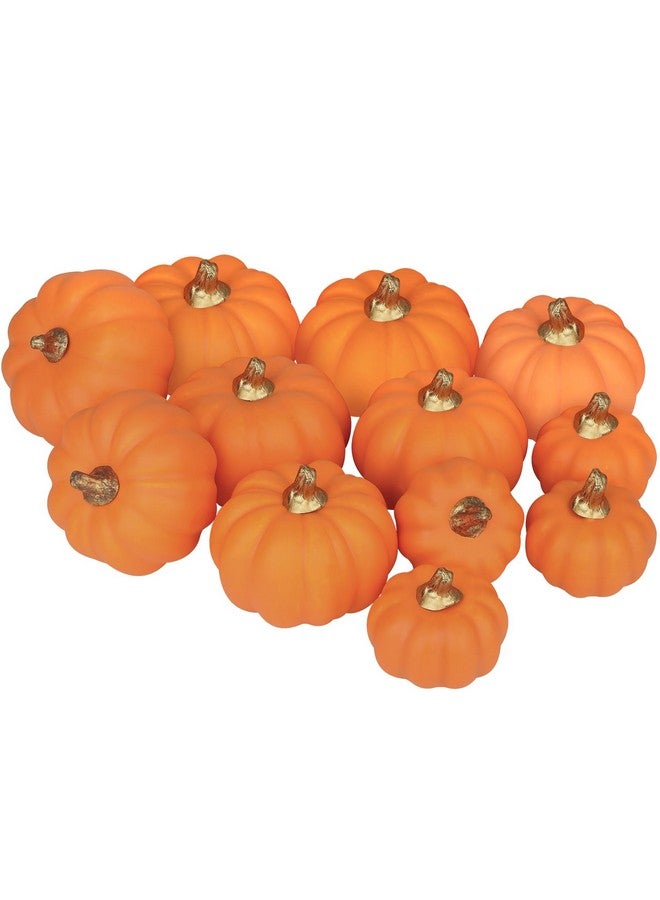 Artmag Artificial Pumpkins Bulk 12Pcs Assorted Sizes Harvest Lifelike Pumpkin Fake Foam Pumpkin for Fall Autumn Halloween Home Party Thanksgiving Party Holiday Decor Orange - Image 1