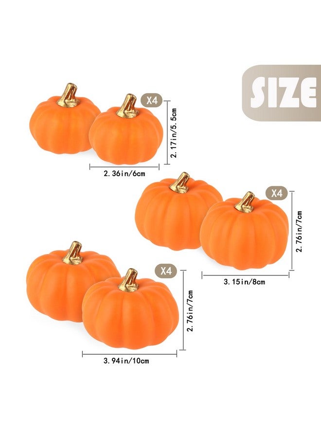 Artmag Artificial Pumpkins Bulk 12Pcs Assorted Sizes Harvest Lifelike Pumpkin Fake Foam Pumpkin for Fall Autumn Halloween Home Party Thanksgiving Party Holiday Decor Orange - Image 3