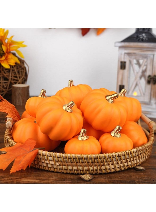 Artmag Artificial Pumpkins Bulk 12Pcs Assorted Sizes Harvest Lifelike Pumpkin Fake Foam Pumpkin for Fall Autumn Halloween Home Party Thanksgiving Party Holiday Decor Orange - Image 4