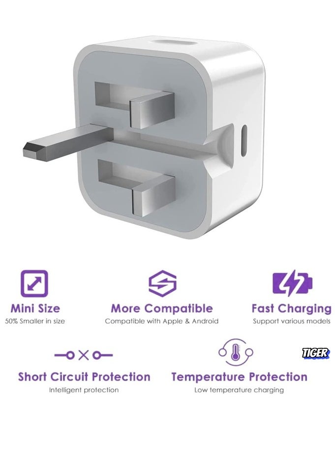 TIGER - iPhone 20W USB C Fast Charger, iPhone Fast Charger Plug, and 1M iPhone USB C Charger Cable – Compatible with iPhone 13, 12, 11 Pro Max, Mini, X, XR, XS, iPad - Image 1