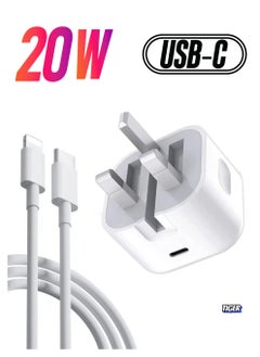 iPhone 20W USB C Fast Charger, iPhone Fast Charger Plug, and 1M iPhone USB C Charger Cable – Compatible with iPhone 13, 12, 11 Pro Max, Mini, X, XR, XS, iPad