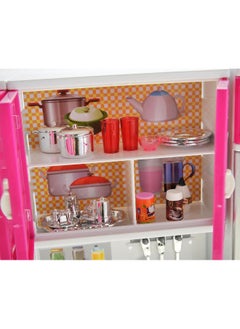 PowerTRC PowerTRC Doll Kitchen Play Set, Mini Modern Toy Kitchen Pretend Play Furnitures Toy Set Accessories Set with Realistic Light & Sound for Kids Toddlers Girls (4-in-1)  - Image 1