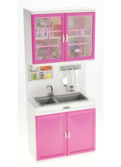 PowerTRC PowerTRC Doll Kitchen Play Set, Mini Modern Toy Kitchen Pretend Play Furnitures Toy Set Accessories Set with Realistic Light & Sound for Kids Toddlers Girls (4-in-1)  - Image 4