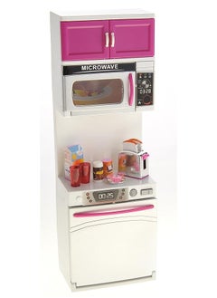 PowerTRC PowerTRC Doll Kitchen Play Set, Mini Modern Toy Kitchen Pretend Play Furnitures Toy Set Accessories Set with Realistic Light & Sound for Kids Toddlers Girls (4-in-1)  - Image 5