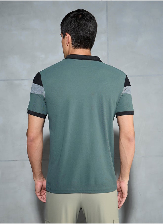 Technosport Color Block Short Sleeve Pique Slim Fit Polo T-Shirt  - Image 1