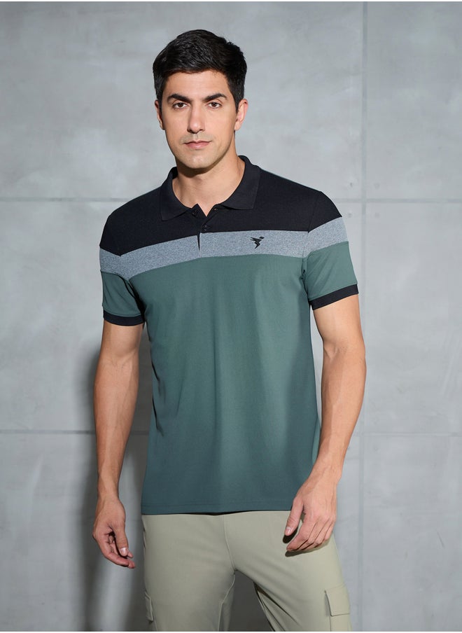 Technosport Color Block Short Sleeve Pique Slim Fit Polo T-Shirt  - Image 2