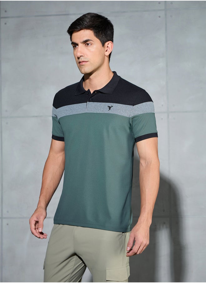 Technosport Color Block Short Sleeve Pique Slim Fit Polo T-Shirt  - Image 3