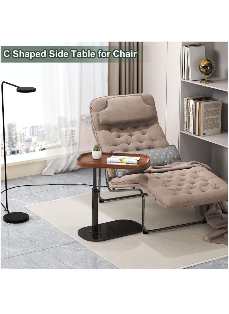 XiuWoo C Shaped Side Table Adjustable Height, 360°Swivel C Shaped End Table, Couch Side Tables That Slide Under, Small Coffee C Table End Table for Sofa Bed Bathtub, Rotating Elevate Tabletop (Beige)  - Image 2