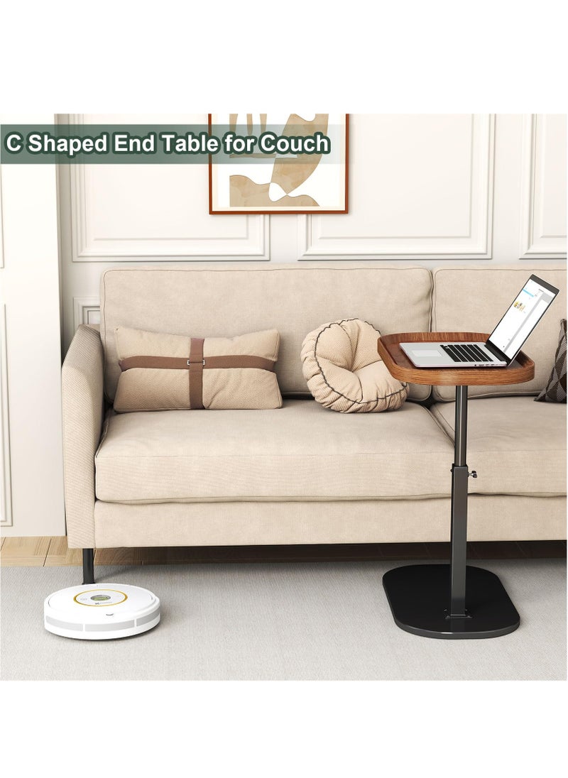 XiuWoo C Shaped Side Table Adjustable Height, 360°Swivel C Shaped End Table, Couch Side Tables That Slide Under, Small Coffee C Table End Table for Sofa Bed Bathtub, Rotating Elevate Tabletop (Beige)  - Image 4