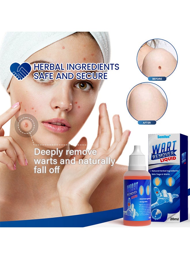 Sumifun Wart Remover Liquid, Maximum Strength Salicylic Acid Wart Liquid, One Step Invisible Wart Remover Strips, Fast-Acting Wart Liquid Freeze Off for Warts, Plantar Wart, Common Wart, Flat Wart 20ML - Image 3