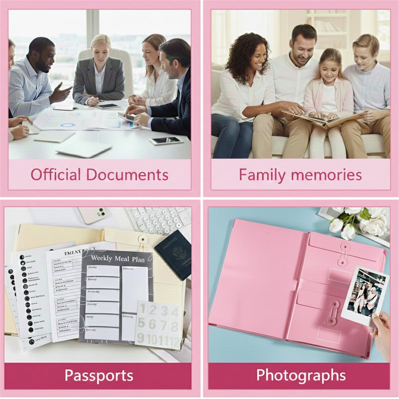 Document Organizer Folio with 12 Pockets Envelopes in Case I Go Missing Binder Important FileOrganizer Comes Labels Sticker for Bills Checks Birth Certificates Estate Planning etc Home School Office,Pink And Sticker,Thicken - Image 2