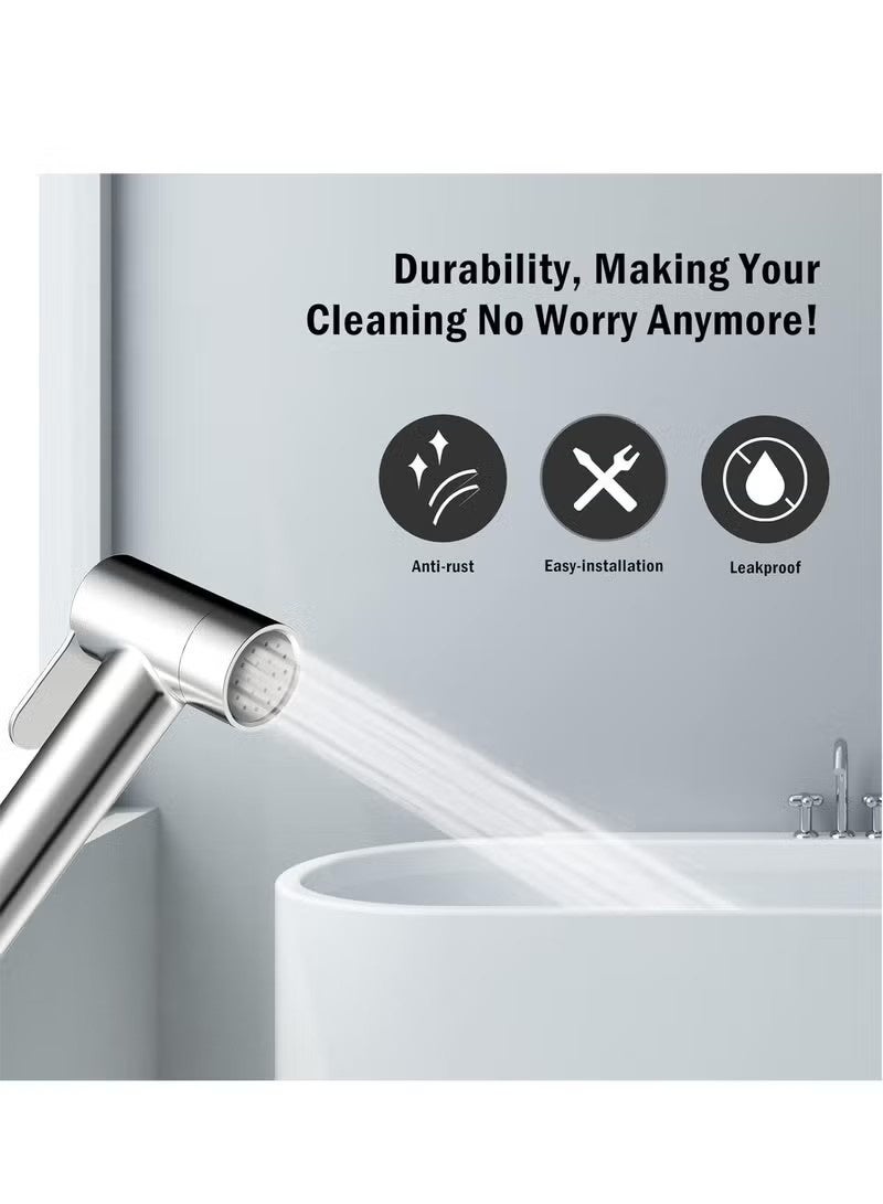 Beauenty Bidet Shattaf Set, Copper Alloy Bidet Sprayer for Toilet with 47 inch Bidet Hose and Holder for Muslim Shower and Personal Hygiene - Image 5