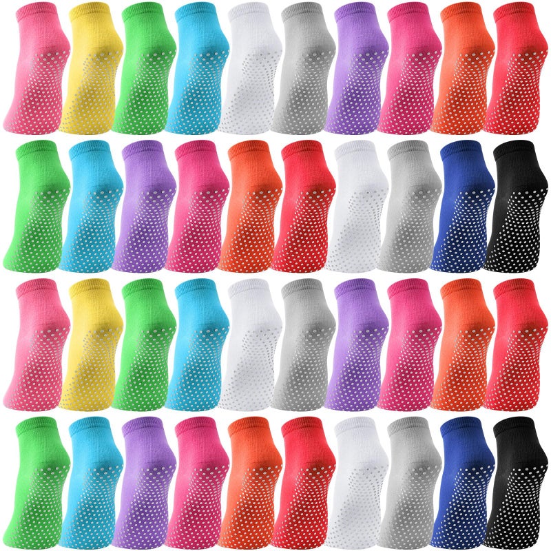 Jiuguva 36 Pairs Non Slip Anti Skid Yoga Sock with Grips for Sports Workout Color