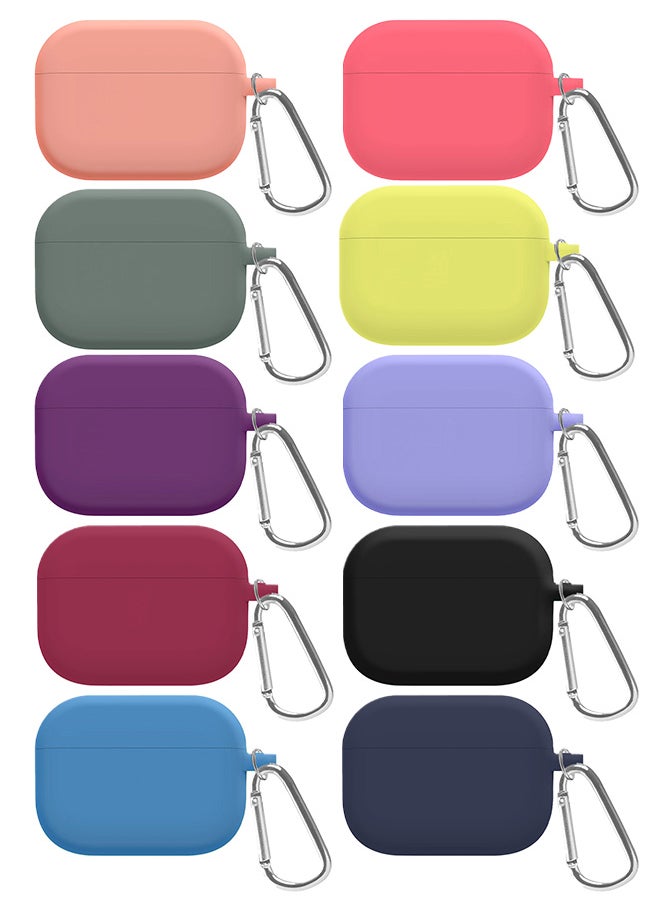 CATANES - 10 Pack Shockproof Case For Airpod Pro Silicone Protective Case Shockproof Case Ultra Slim Cover with Keychain Carabiner Multicolour - Image 1