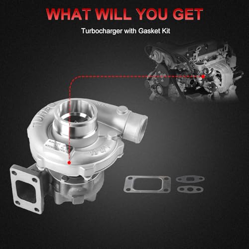 YDMON Turbocharger with Gaskets, Compatible with T04E T3/T4 0.57 A/R 48.1 TRIM 400+HP BOOST STAGE III Charger, 1.5L-2.5L Engine Turbo Charger Replaces Part - Image 5