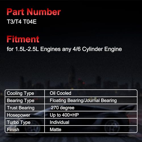 YDMON Turbocharger with Gaskets, Compatible with T04E T3/T4 0.57 A/R 48.1 TRIM 400+HP BOOST STAGE III Charger, 1.5L-2.5L Engine Turbo Charger Replaces Part - Image 2