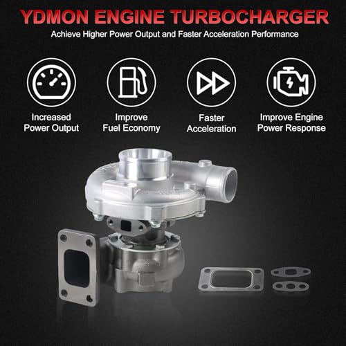 YDMON Turbocharger with Gaskets, Compatible with T04E T3/T4 0.57 A/R 48.1 TRIM 400+HP BOOST STAGE III Charger, 1.5L-2.5L Engine Turbo Charger Replaces Part - Image 3