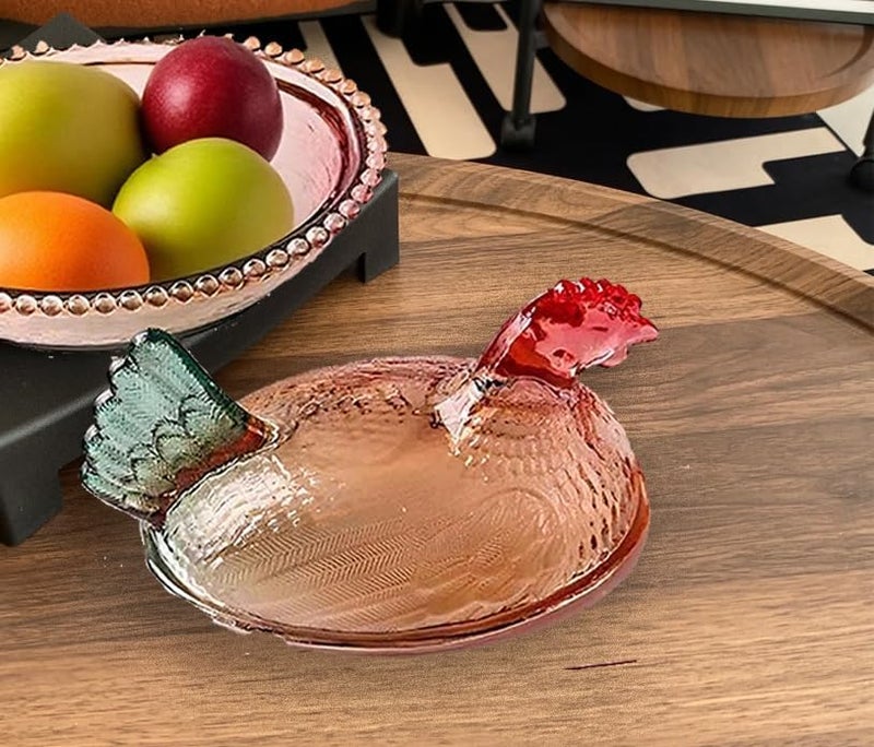 ccsxqy Vintage Glass Hen on Nest Dish with Lid - Large Pedestal Rooster Glass Candy Bowl, Colorful Crystal Candy Jar for Snacks, Dessert, Cookies | Home Kitchen Office Tabletop Decor - Image 4