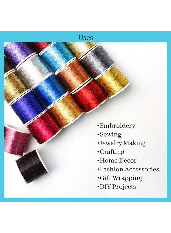 Embroiderymaterial Combo Metallic Zari Thread for Embroidery, Sewing and Jewelry Making, Multicolor | 20 Rolls (Thickness 0.1MM/Length 85Meters) - Image 5