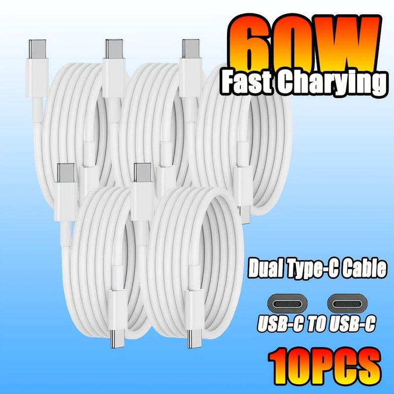 Black 10 Packs USB C to C Fast Charging Cable 3 Feet Compatible with iPhone 16 Series - Image 1