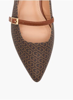 Celeste Women's Monogram Print Slingback Shoes with Buckle Closure  - Image 4