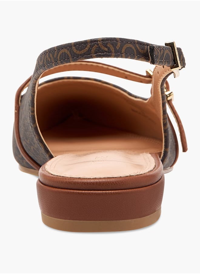 Celeste Women's Monogram Print Slingback Shoes with Buckle Closure  - Image 5