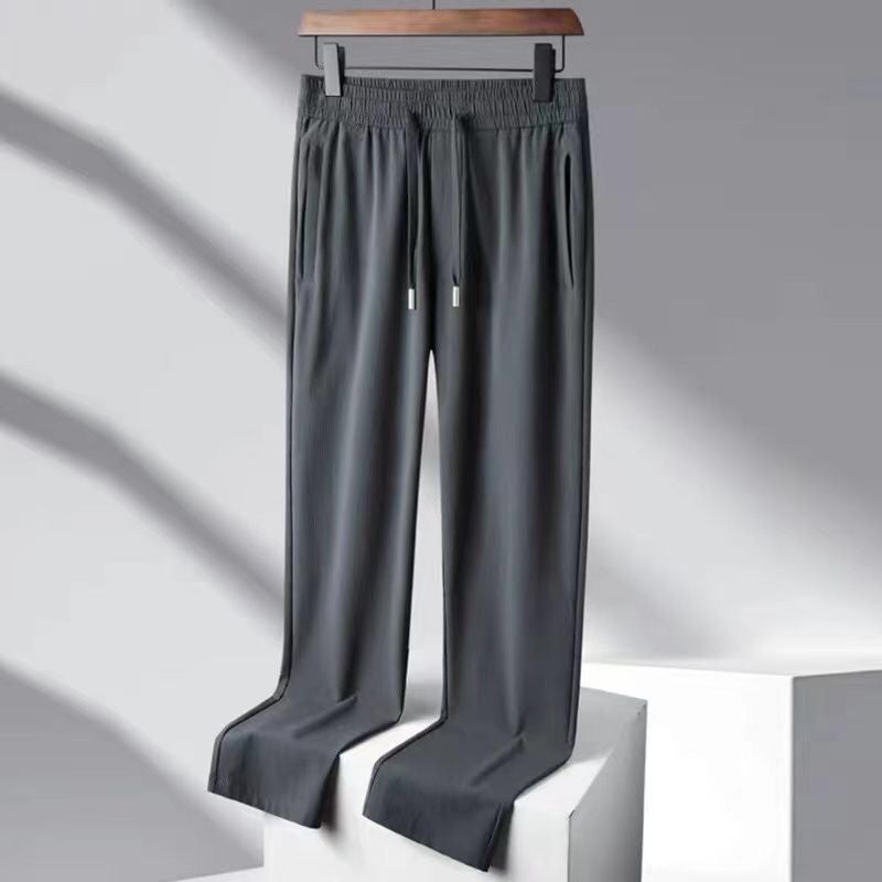 بنطلون رياضي صيفي فضفاض من حرير الثلج للرجال 2023 أسلوب كوري جديد خفيف الوزن وقابل للتنفس بنطلون مستقيم الساقين - Image 1