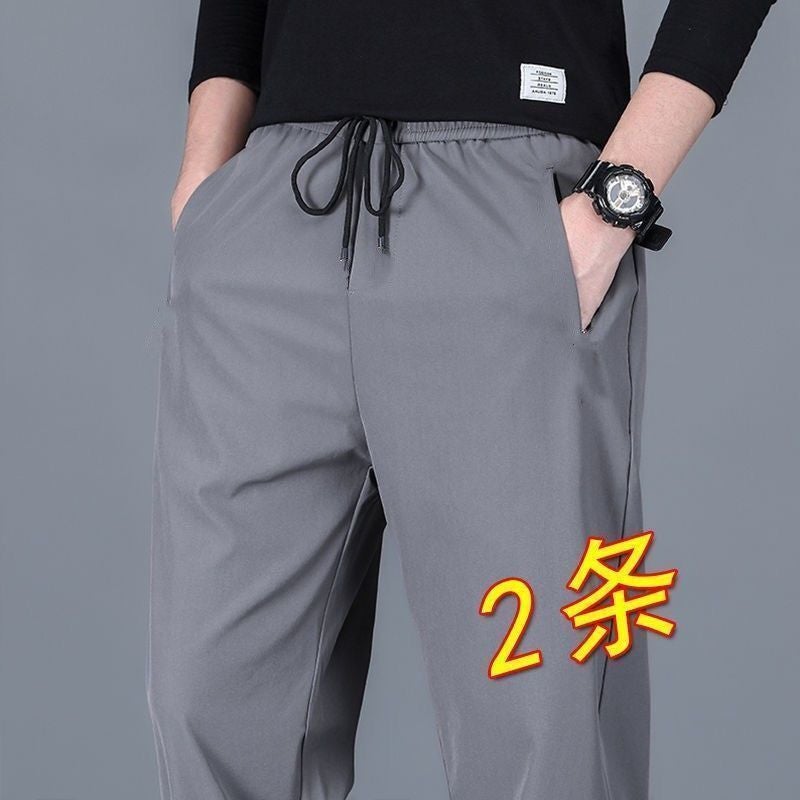 بنطلون رياضي صيفي فضفاض من حرير الثلج للرجال 2023 أسلوب كوري جديد خفيف الوزن وقابل للتنفس بنطلون مستقيم الساقين - Image 5
