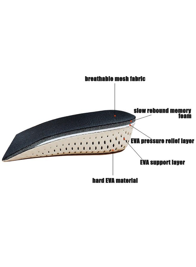 زوج واحد من نعل زيادة الارتفاع، نعل داخلي ناعم من إسفنج ميموري قابل للتنفس لزيادة الارتفاع، بطانات رفع الكعب غير المرئية، أحذية رفع وسادات الأحذية ونعال مصعد للرجال والنساء (ارتفاع 3 سم) - Image 4