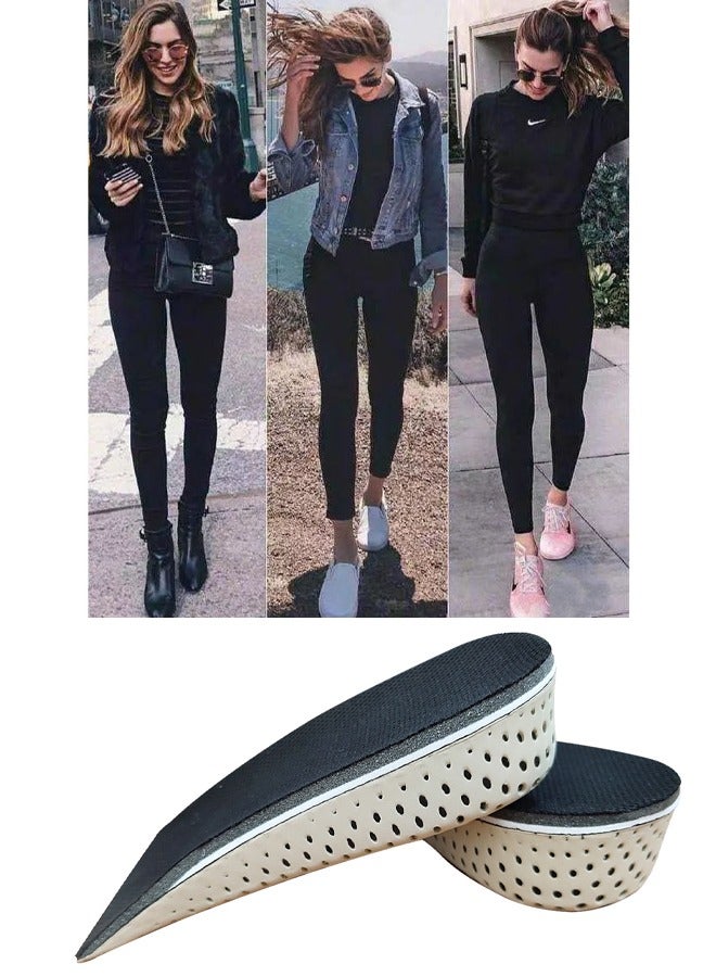 زوج واحد من نعل زيادة الارتفاع، نعل داخلي ناعم من إسفنج ميموري قابل للتنفس لزيادة الارتفاع، بطانات رفع الكعب غير المرئية، أحذية رفع وسادات الأحذية ونعال مصعد للرجال والنساء (ارتفاع 3 سم) - Image 5
