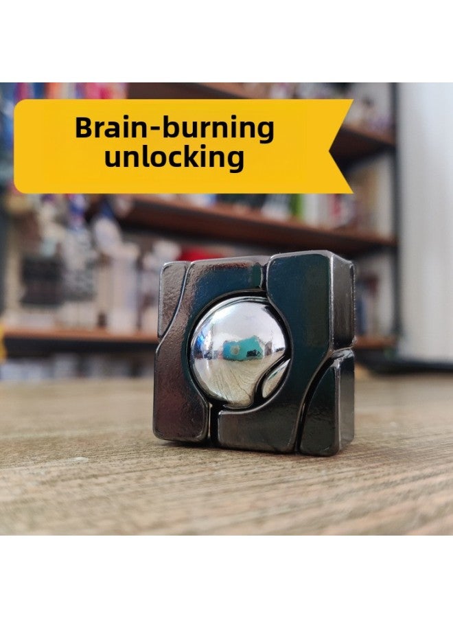Magic Ball Zinc Alloy Unring Unlocking Educational Toy Intelligence Buckle Organ Box Shake Sound Explosion Same Toy Brain Burning-Color:Gift Box Six Challenge Package - Image 2